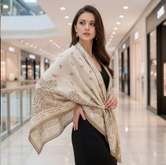 180x90 Viskose Halstuch beige weiß Schal Stola G54