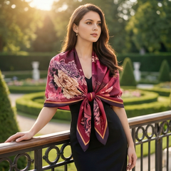 180x90 Seidenschal lila Asian Stil G7