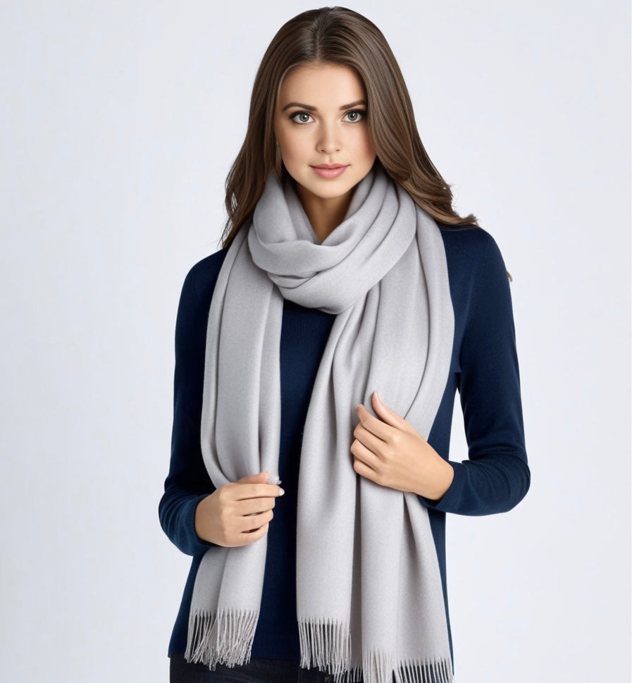 100% Cashmere thin Scarf 185x65 Spring White Business Style Wool Shawl Wrap Pashmina S2