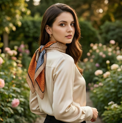 90x90 Seidentuch beige bunt Korean Stil K1