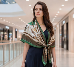 90x90 Seidentuch grün weiß klassisch Stil K12