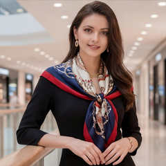 90x90 Seidentuch weiß blau rot klassisch Stil K20