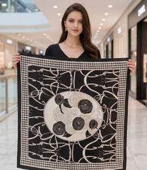 70x70 Bandana Seidentuch weiß schwarz klassisch Stil K47