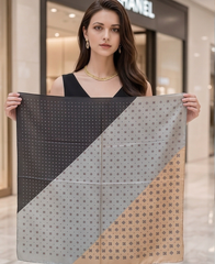 70x70 Bandana Seidentuch schwarz grau beige klassisch Stil K48