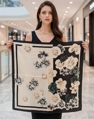 70x70 Bandana Seidentuch beige schwarz klassisch Stil K54