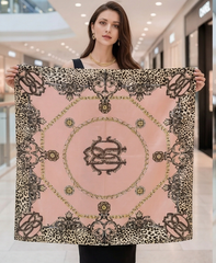 90x90 Seidentuch rosa Leopard klassisch Stil K57