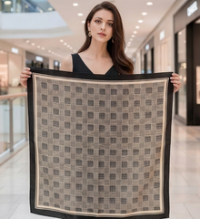 70x70 Bandana Seidentuch beige schwarz klassisch Stil K58