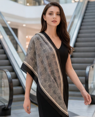 70x70 Bandana Seidentuch beige schwarz klassisch Stil K58