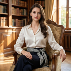 90x90 Seidentuch beige bunt Korean Stil K6