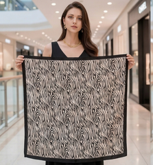 90x90 Bandana Seidentuch beige schwarz klassisch Stil K66