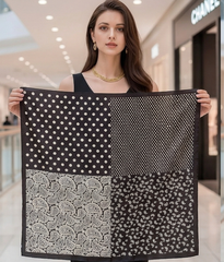 90x90 Bandana Seidentuch grau schwarz klassisch Stil K68
