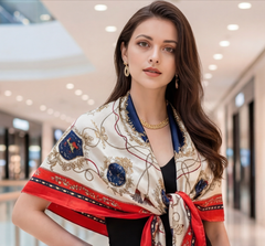 90x90 Seidentuch rot weiß classic Stil K7