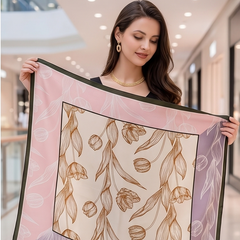 90x90 Seidentuch rosa lila klassisch Stil K73