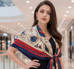 90x90 Seidentuch blau weiß klassisch Stil K8