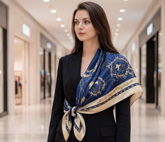 90x90 Seidentuch blau weiß klassisch Stil K9