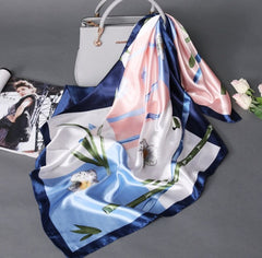 Silk Scarf 90x90 Bandana blue Bandana Neck Foulard N10