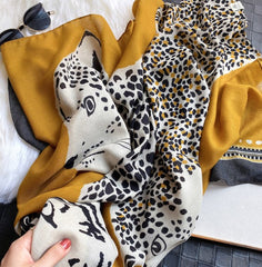 LA FERANI 180x90 Wool Scarf Orange Tiger Foulard Shawl Wrap N126
