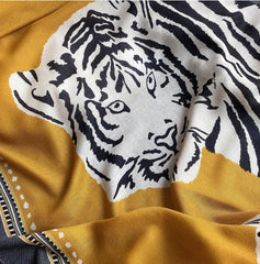 LA FERANI 180x90 Wool Scarf Orange Tiger Foulard Shawl Wrap N126