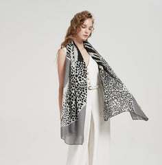 LA FERANI 180x90 Wool Scarf Grey Tiger Foulard Shawl Wrap N126
