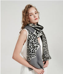 LA FERANI 180x90 Wool Scarf Grey Tiger Foulard Shawl Wrap N126