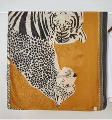 LA FERANI 180x90 Wool Scarf Orange Tiger Foulard Shawl Wrap N126