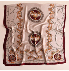 LA FERANI 180x90 Silk Scarf Gold Red Vintage Silk Shawl Stole Wrap Foulard N128