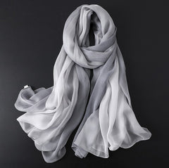 LA FERANI 180x90 Silk Scarf Grey White Transparent Business Style Silk Stole Foulard