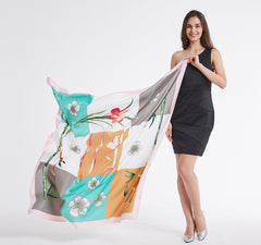 LA FERANI 130x130 Silk Scarf Colourful Art Design Style Stole Foulard Shawl Wrap N157