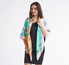 LA FERANI 130x130 Silk Scarf Colourful Art Design Style Stole Foulard Shawl Wrap N157