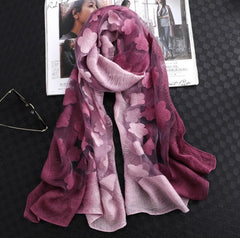 LA FERANI 180x90 Silk Scarf Pink Rose transparent Business Style Stole Foulard Shawl Wrap N165