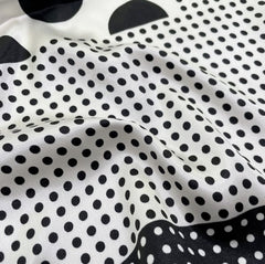 LA FERANI 90x90 Silk Scarf White Black Dots Business Shawl Wrap Silk Stole Foulard N166