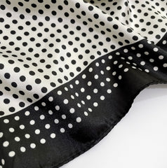 LA FERANI 90x90 Silk Scarf White Black Dots Business Shawl Wrap Silk Stole Foulard N166