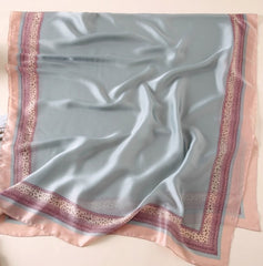 LA FERANI 180x90 Silk Scarf Pink Turquoise Shawl Business Wrap Silk Stole Foulard N191