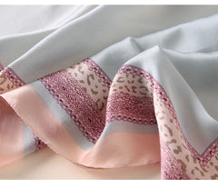LA FERANI 180x90 Silk Scarf Pink Turquoise Shawl Business Wrap Silk Stole Foulard N191