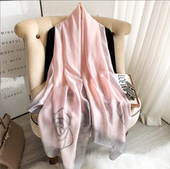 LA FERANI 180x90 Silk Scarf Pink Business Stole Shawl Wrap Foulard N213