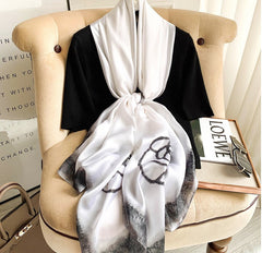 LA FERANI 180x90 Silk Scarf White Business Stole Shawl Wrap Foulard N213
