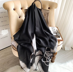 LA FERANI 180x90 Silk Scarf White Business Stole Shawl Wrap Foulard N213