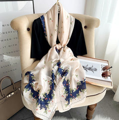 LA FERANI 180x90 Silk Scarf Beige Business Stole Shawl Wrap Foulard N216