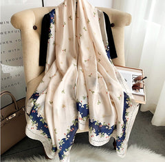 LA FERANI 180x90 Silk Scarf Beige Business Stole Shawl Wrap Foulard N216