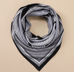 LA FERANI Silk Scarf 90x90 Stole Grey White Business Shawl Wrap Neck Foulard N224