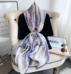 LA FERANI 180x90 Silk Scarf blue white Stole Shawl Wrap Foulard N228