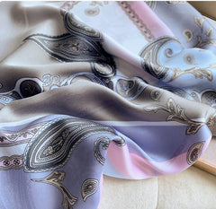 LA FERANI 180x90 Silk Scarf blue white Stole Shawl Wrap Foulard N228