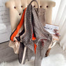 LA FERANI 180x90 Silk Scarf Beige Brown Business Stole Shawl Wrap Foulard N229
