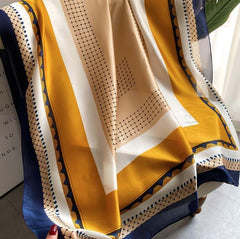 LA FERANI 180x90 Silk Scarf beige orange Stole Foulard Shawl Wrap N234