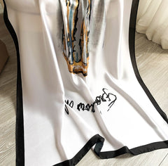 LA FERANI 180x90 Silk Scarf White Business Stole Foulard Shawl Wrap N236