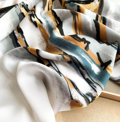 LA FERANI 180x90 Silk Scarf White Business Stole Foulard Shawl Wrap N236