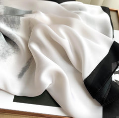 LA FERANI 180x90 Silk Scarf White Business Stole Foulard Shawl Wrap N236