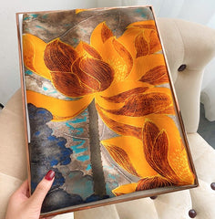 LA FERANI 180x90 Silk Scarf Orange Beige Stole Foulard Shawl Wrap N237