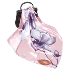 LA FERANI 90x90 Silk Scarf Rose Flowers Stole Foulard Shawl Wrap N241