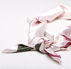 LA FERANI 90x90 Silk Scarf Rose Flowers Stole Foulard Shawl Wrap N241